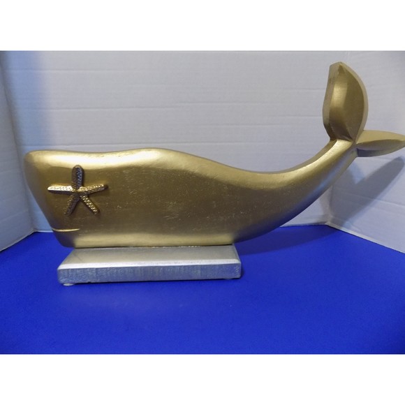 NEW Wood Whale Statue Figurine Coastal Nautical Decor Made In India - Picture 5 of 5